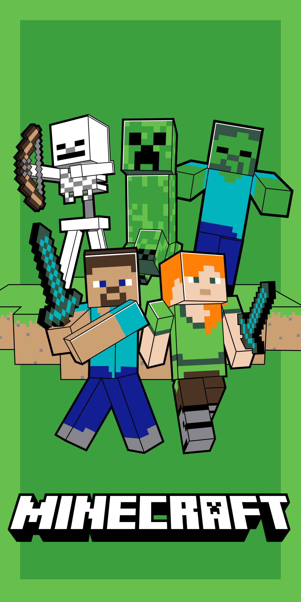 Minecraft Green Attack Πετσέτα Μπάνιου και Παραλίας 70x140cm (Fast Dry)