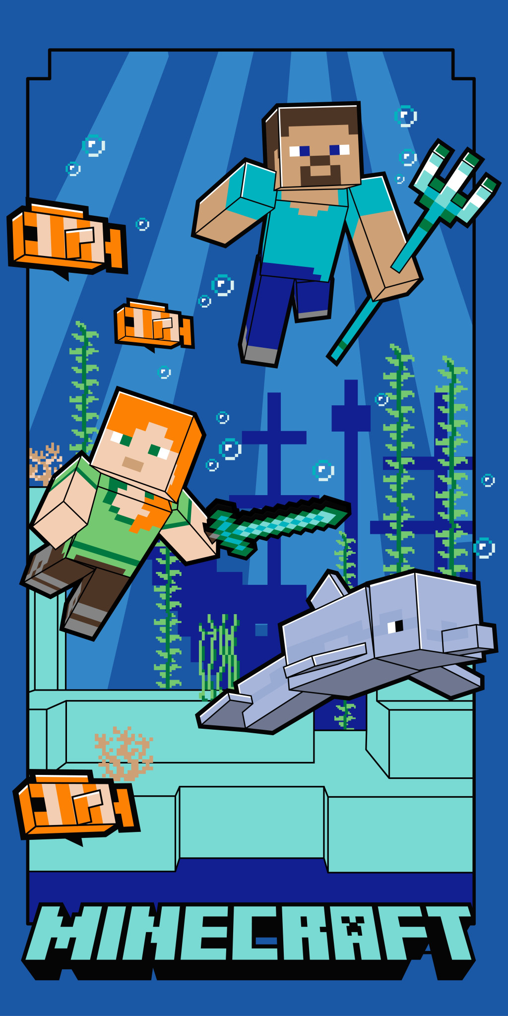 Minecraft Underwater Πετσέτα Μπάνιου και Παραλίας 70x140cm (Fast Dry)