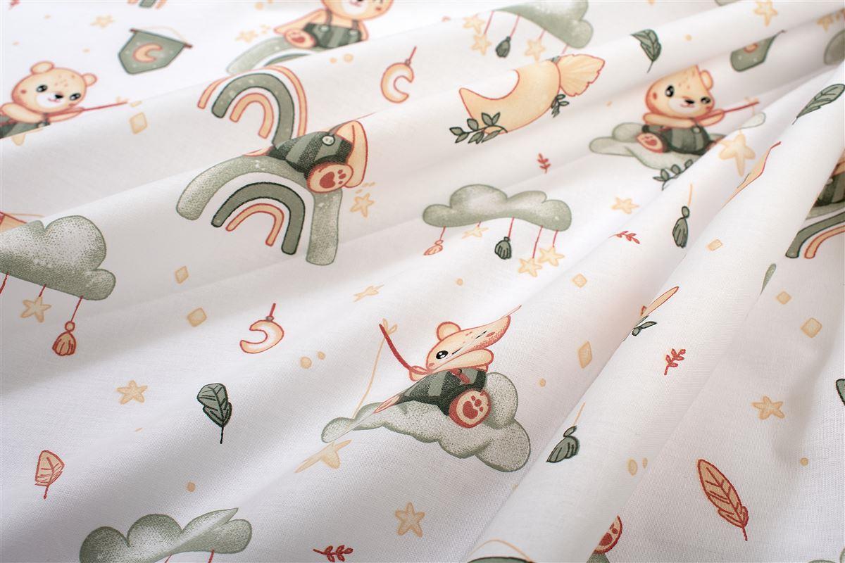 Σεντόνια Εμπριμέ Σετ 2 τεμ kids Cloudy Bear 581 160X240 White-Olive 100% Cotton