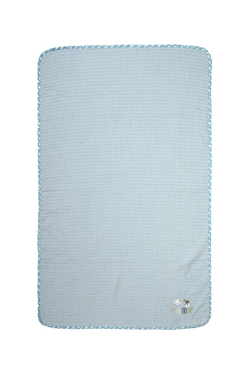 Κουβέρτα Πικέ Με Κέντημα bebe Stork 191 100X160 Sky Blue 100% Cotton