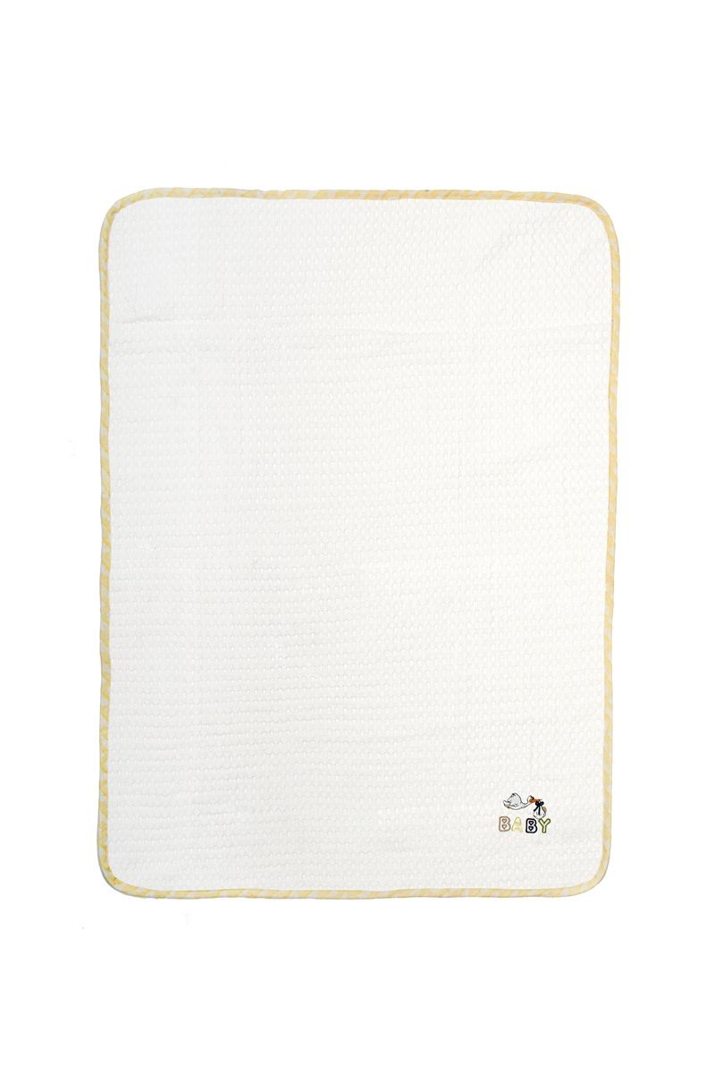 Κουβέρτα Πικέ Με Κέντημα bebe Stork 193 80X110 White-Yellow 100% Cotton