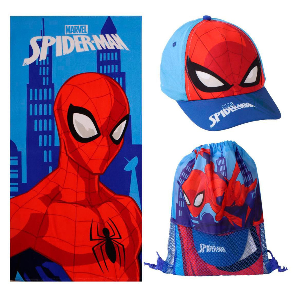 Spiderman City Saver Σετ Πετσέτα, Τσάντα Γυμναστηρίου και Καπέλο Jockey Παιδικό