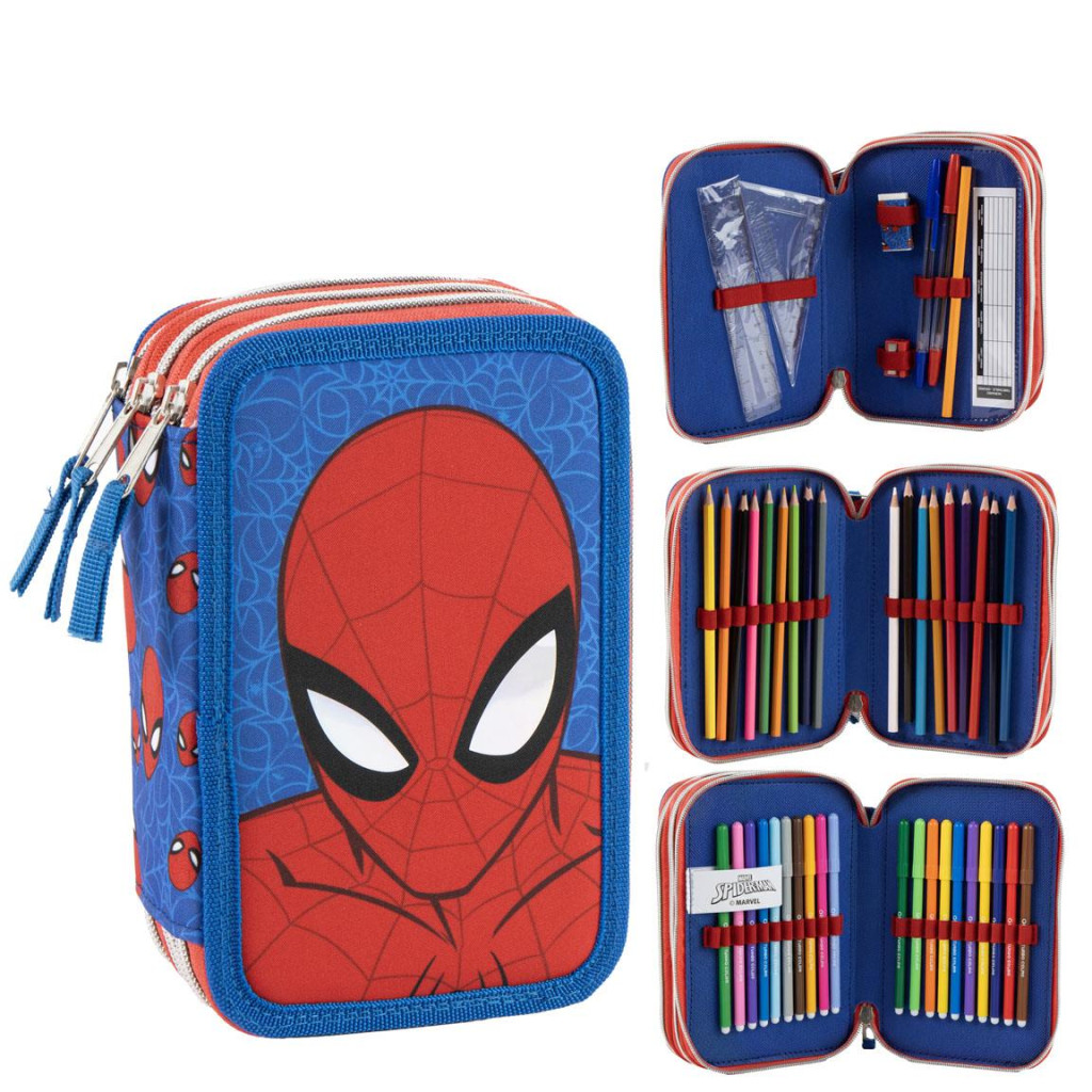 Spiderman Focusing filled 3-tier Giotto Γεμάτη Τριώροφη Κασετίνα 46 Τεμαχίων Giotto 13×20×7 cm