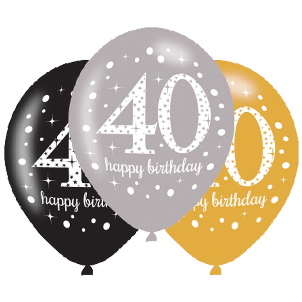 Happy Birthday Gold Happy Birthday 40 Μπαλόνια 6 τεμάχια 11 ιντσών (27,5 cm)