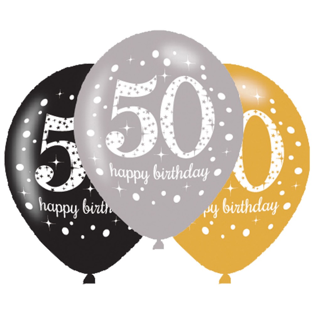 Happy Birthday Gold Happy Birthday 50 Μπαλόνια 6 τεμάχια 11 ιντσών (27,5 cm)