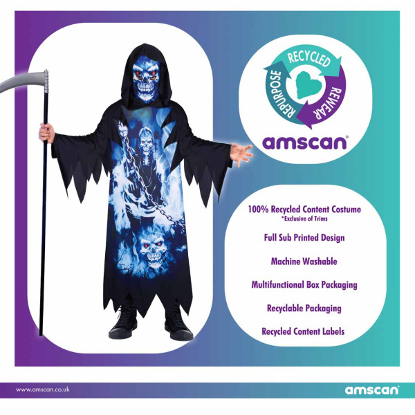 Alternative view of Halloween Neon Reaper Αποκριάτικη Στολή 8-10 Ετών