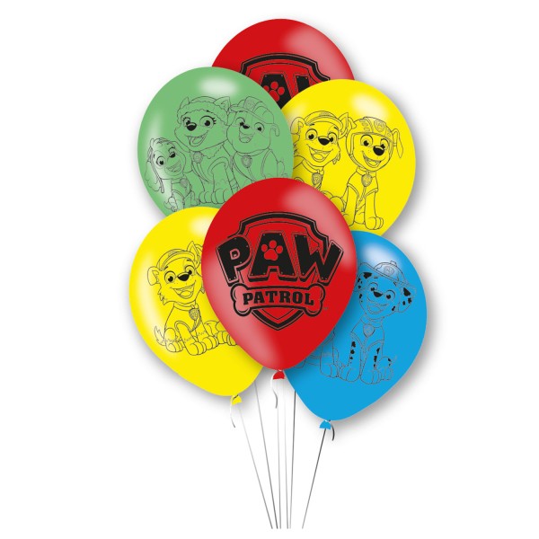 Paw Patrol Color Paws Σετ μπαλονιών 6 τεμάχια 11 ιντσών (27,5 cm)