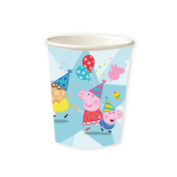 Peppa Pig Celebration Παιδικά Χάρτινα Ποτήρια Πάρτι Σετ 8 Τεμαχίων 250 ml