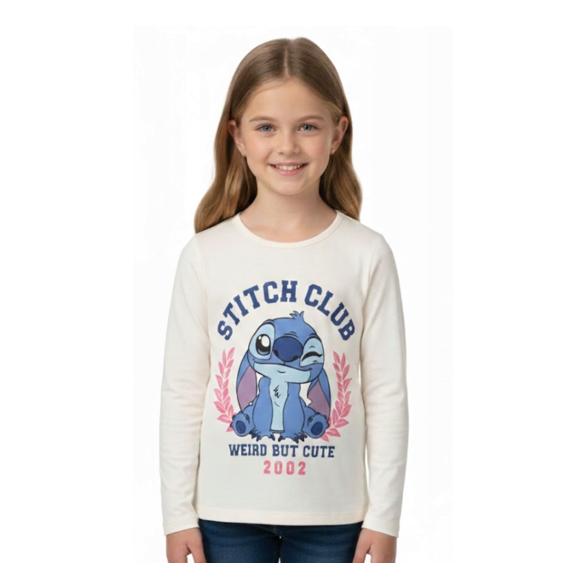 Disney Lilo and Stitch Λευκή Παιδική Μακρυμάνικη Μπλούζα 3-8 ετών