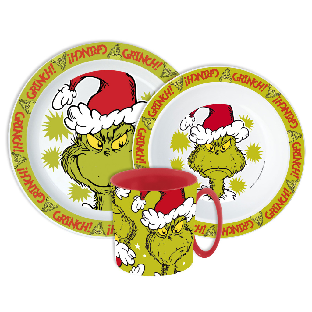 The Grinch Christmas Mischief Παιδικό Σετ Επιτραπέζιου Φαγητού Micro Πλαστικό με Κούπα 390 ml
