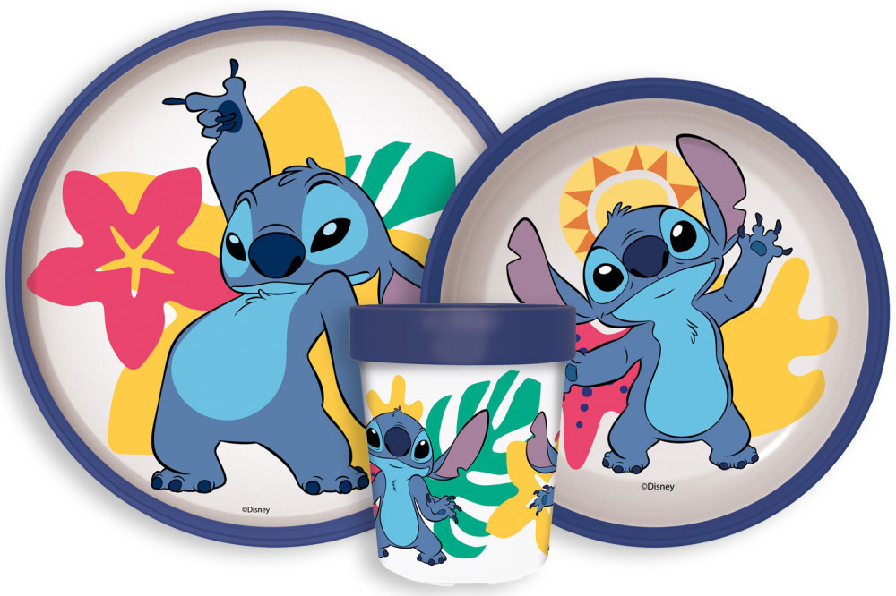 Disney Lilo and Stitch Palm Παιδικό Αντιολισθητικό Σετ Σερβιρίσματος από Πλαστικό Micro