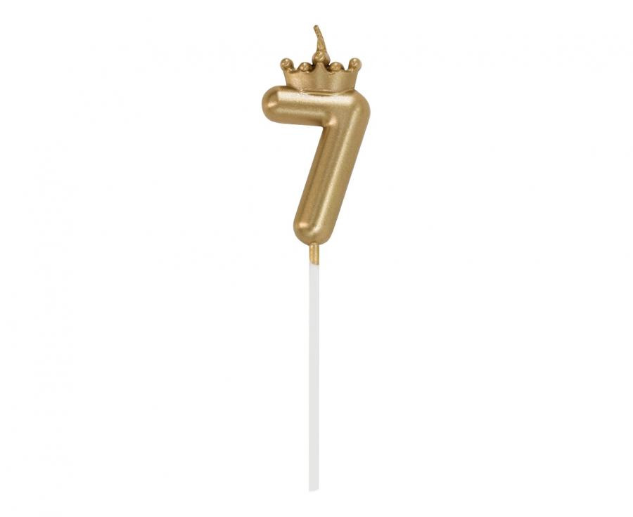 Champagne Crown Gold number 7 Κερί Γενεθλίων 6 cm