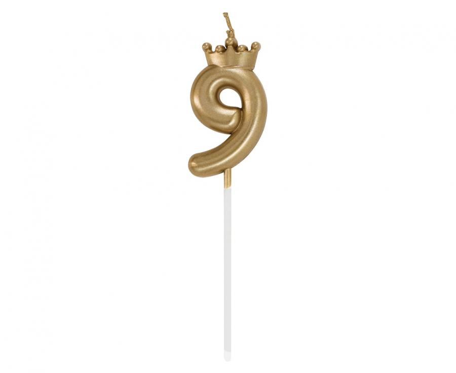 Champagne Crown Gold number 9 Κερί Γενεθλίων 6 cm