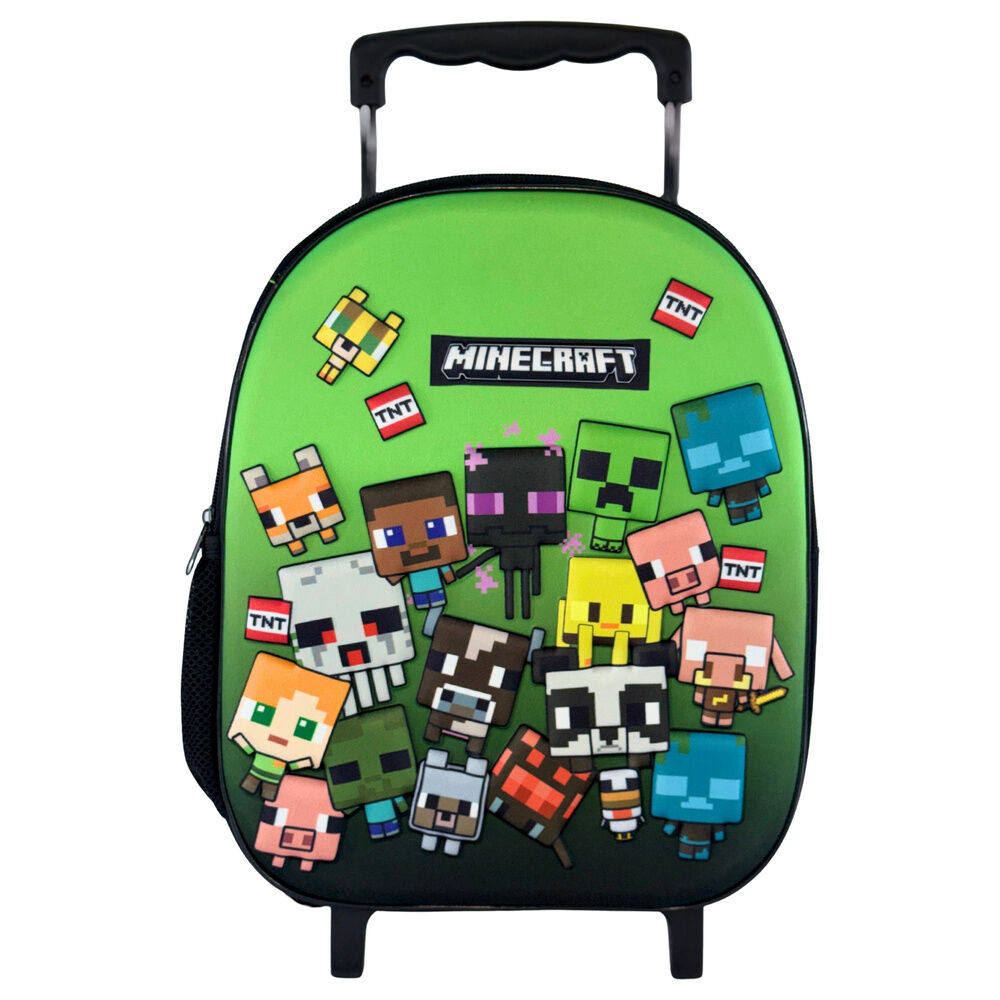 Minecraft Characters 3D Παιδικό Σακίδιο Πλάτης Τρόλεϊ Νηπιαγωγείου 32 cm