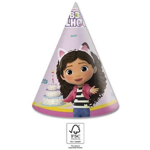 Alternative view of Gabby's Dollhouse Friends Καπέλο για πάρτι τρίχρωμο 6 τεμάχια FSC