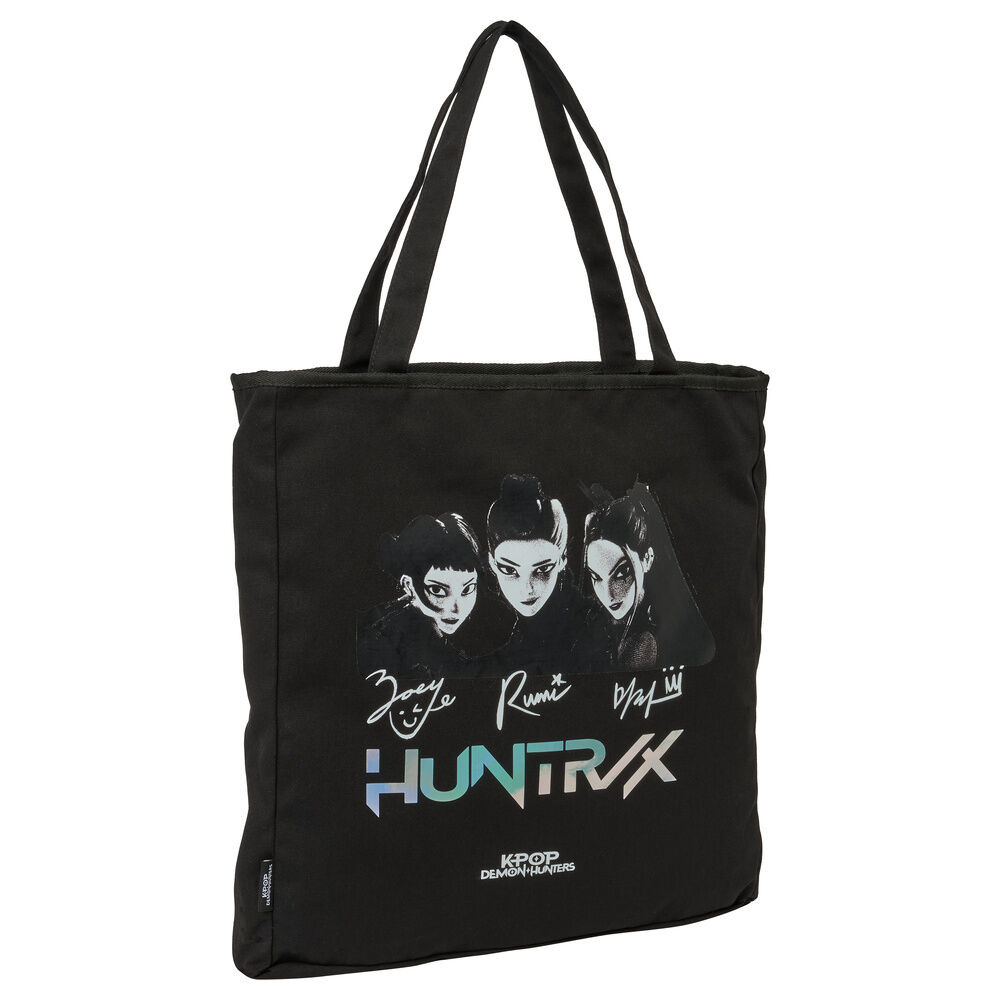 K-pop Demon Hunters Black zippered Υφασμάτινη Τσάντα Αγορών 36×6,5×38 cm
