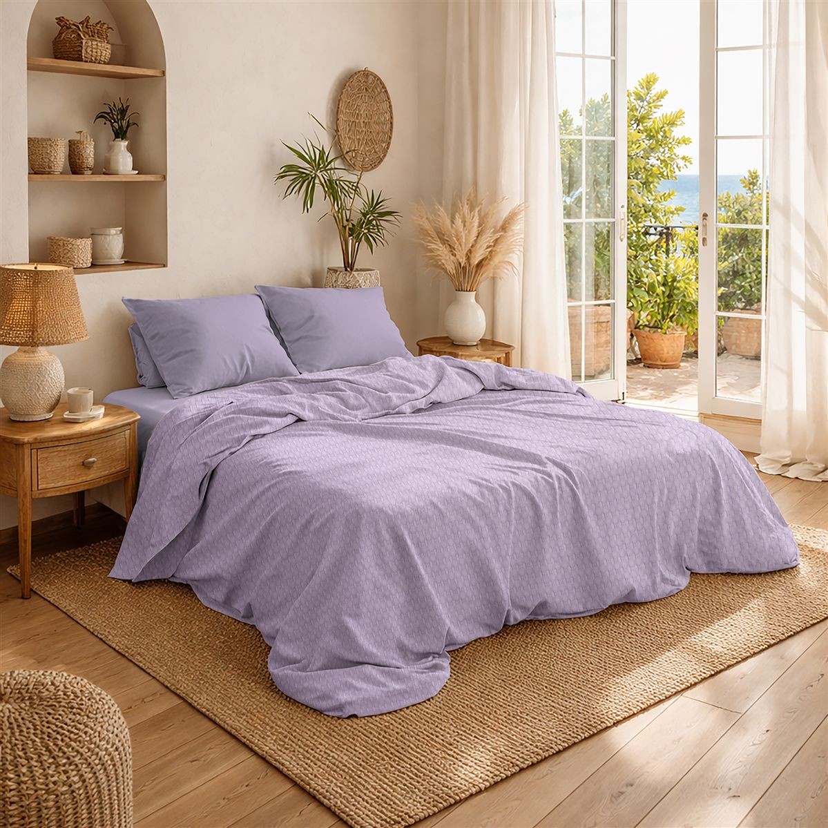 Κουβέρτα Πικέ Μονόχρωμη 325 gr/m² 255x270 Pastel Lilac 100% Cotton