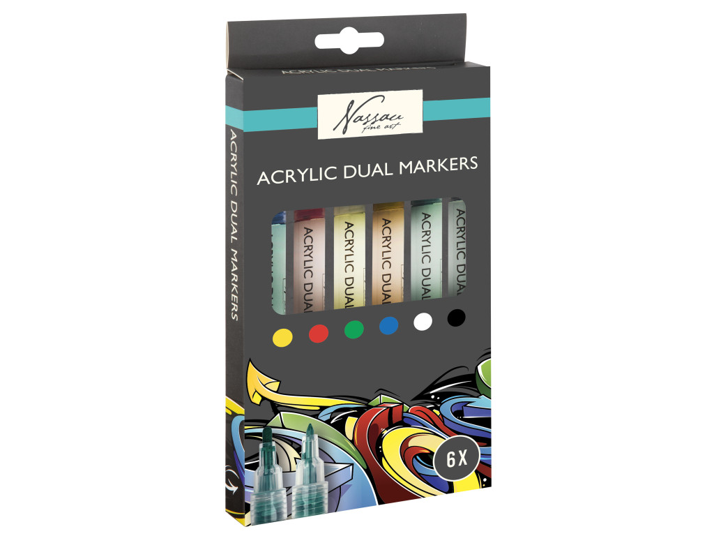 Colour Nassau 6 Τεμαχίων Ακρυλικό dual-tip Σετ Μαρκαδόρων