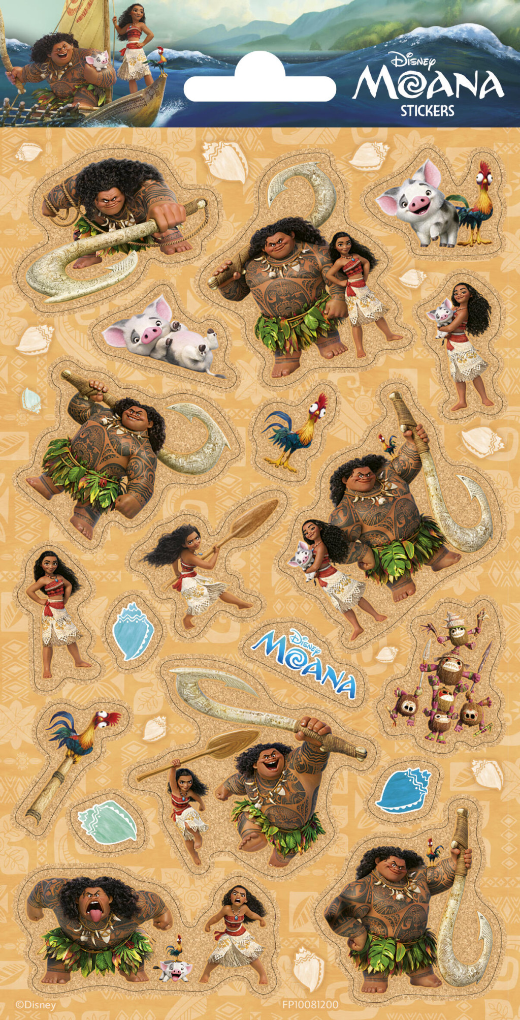 Disney Vaiana Αυτοκόλλητα με Glitter 20 x 10 cm