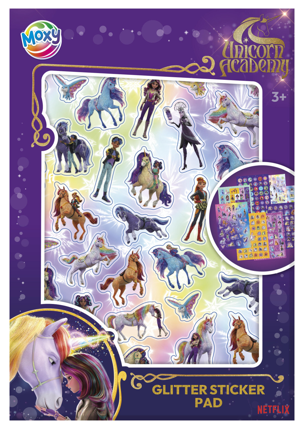Unicorn Academy Άλμπουμ Αυτοκόλλητων με Glitter  8 Φύλλα