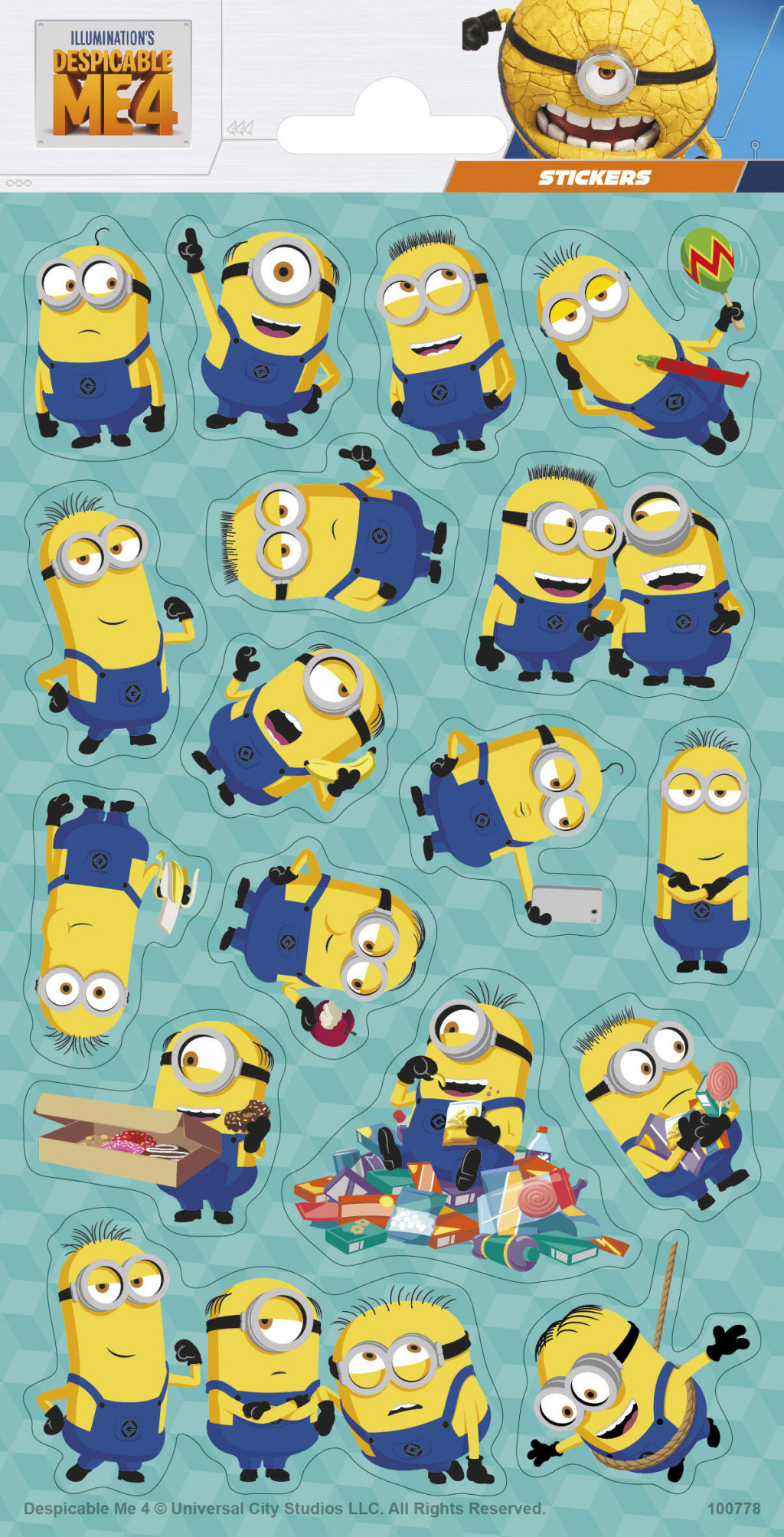 Minions Αυτοκόλλητα με Glitter 20 x 10 cm