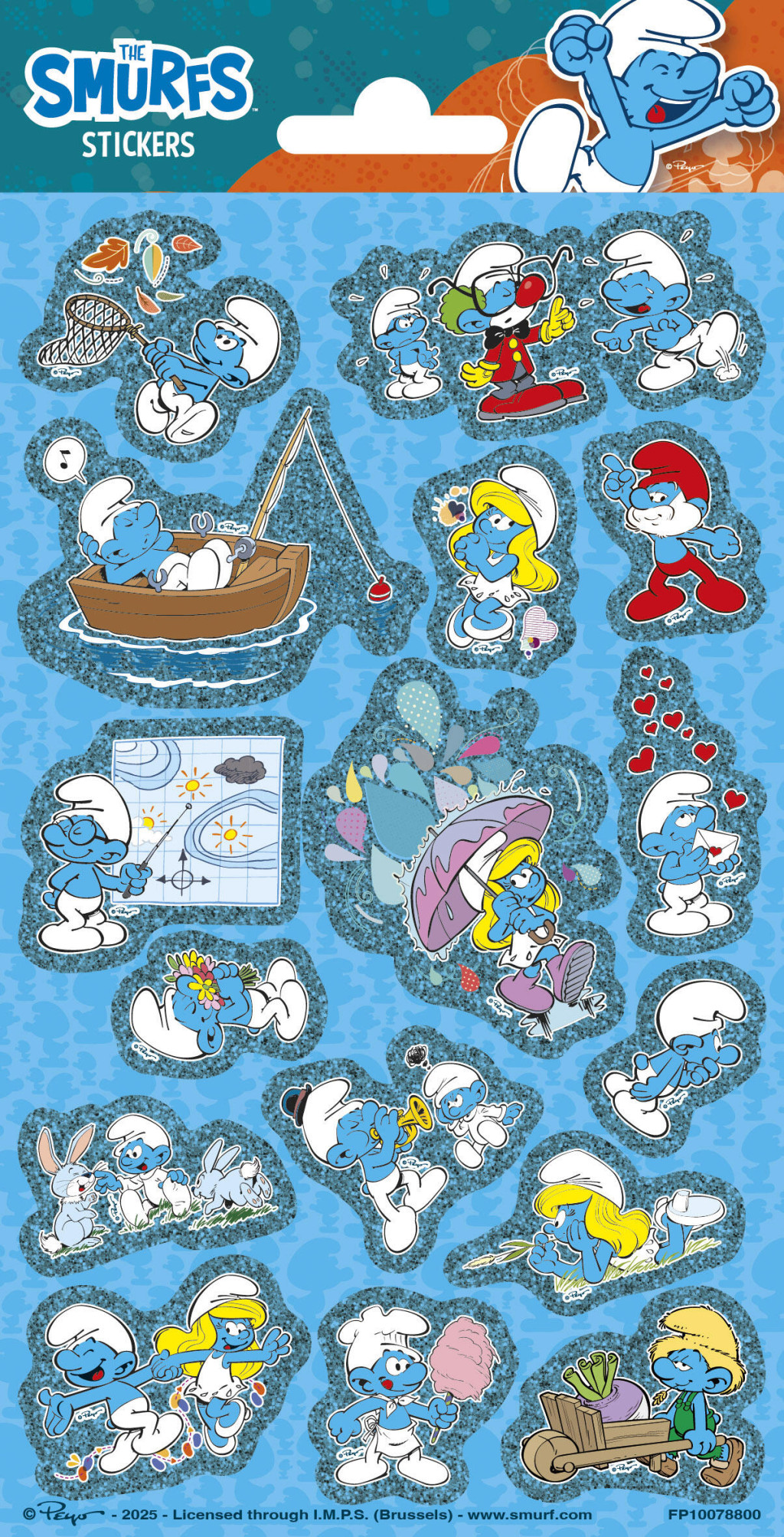 Smurfs Μεταλλικά Αυτοκόλλητα Foil 20 x 10 cm