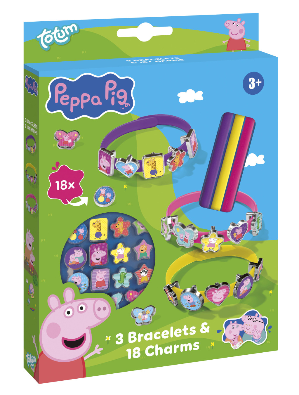 Peppa Pig Παιδικό Σετ Κατασκευής 3 Βραχιολιών με 18 Charms