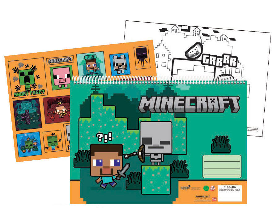 Minecraft Creepers Need Hugs Σπιράλ Μπλοκ Ζωγραφικής Α4 με 40 Φύλλα και Αυτοκόλλητα