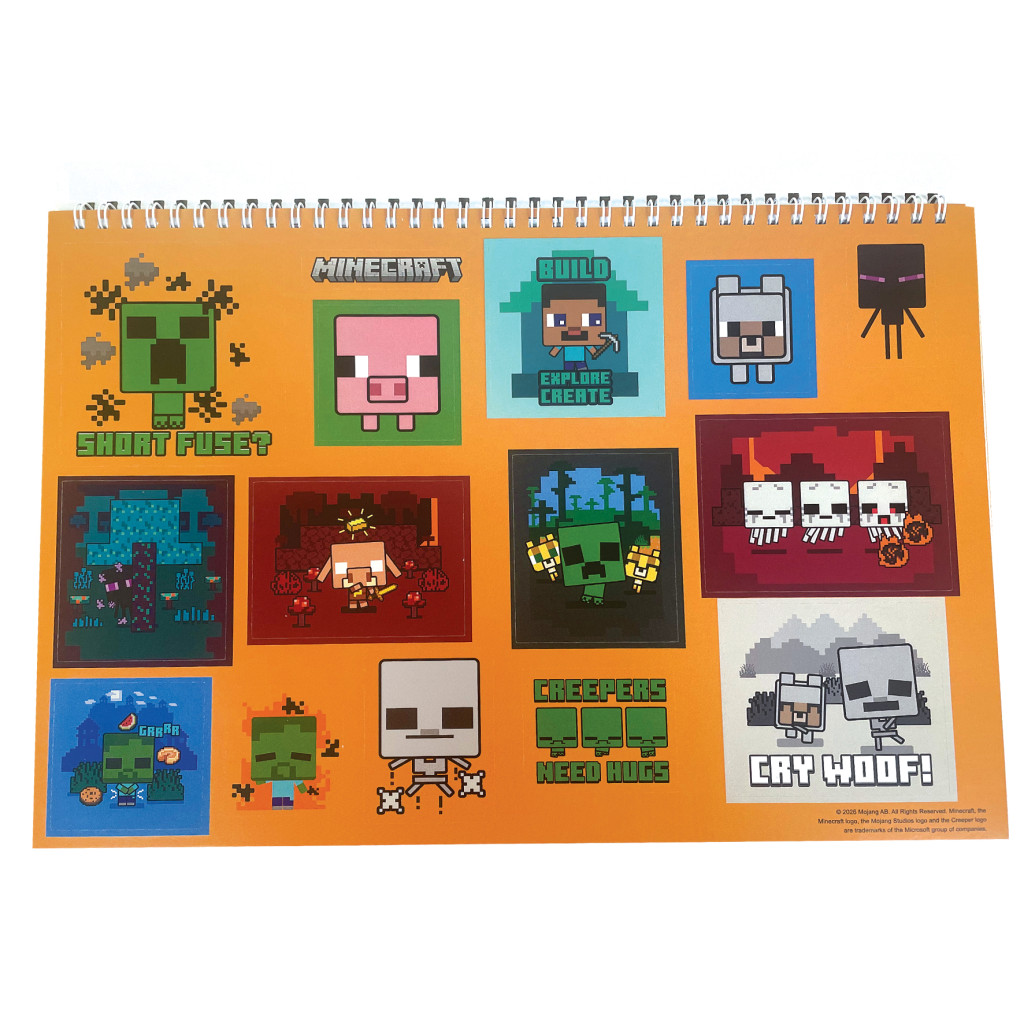 Alternative view of Minecraft Creepers Need Hugs Σπιράλ Μπλοκ Ζωγραφικής Α4 με 40 Φύλλα και Αυτοκόλλητα