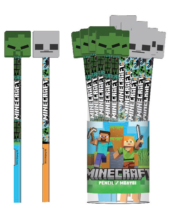 Alternative view of Minecraft Pixel Μολύβι Γραφίτη HB με Γόμα σε Σχήμα Μολυβιού στην Άκρη