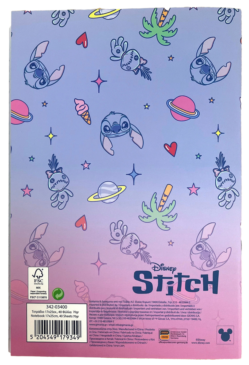 Alternative view of Disney Lilo και Stitch Palm B5 Τετράδιο με Γραμμές 40 Σελίδες
