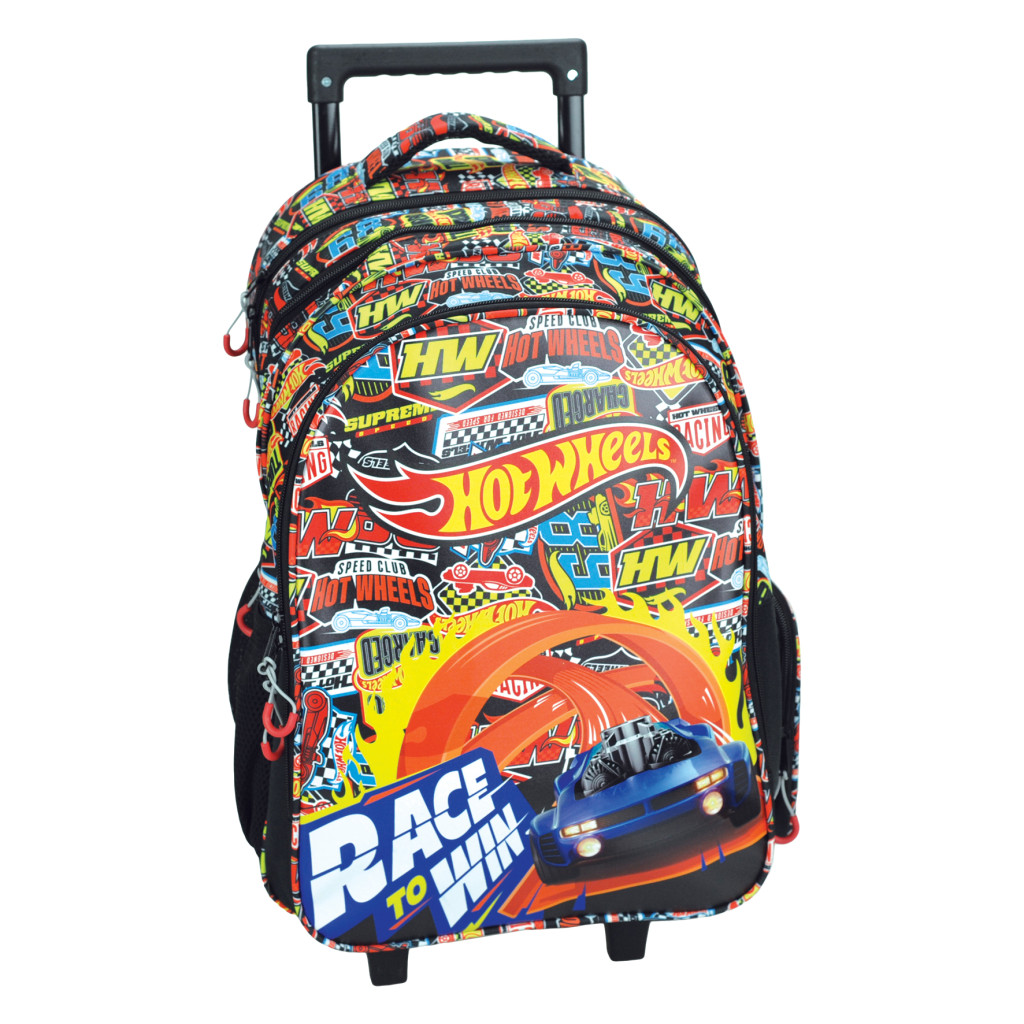 Hot Wheels Race to Win Παιδική Σχολική Τσάντα Τρόλεϊ Πλάτης 46 cm