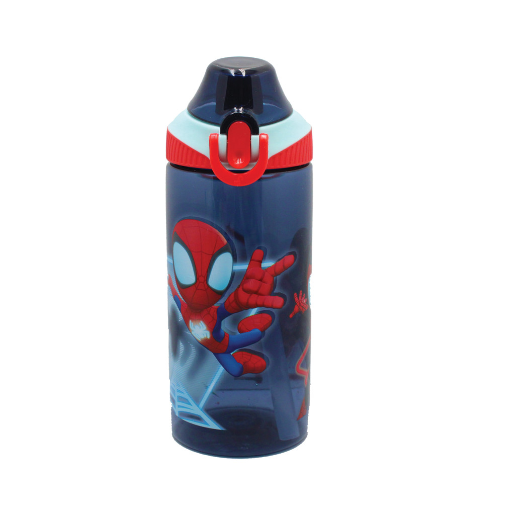 Spiderman Spidey Web Πλαστικό μπουκάλι με καλαμάκι και κλιπ 450 ml
