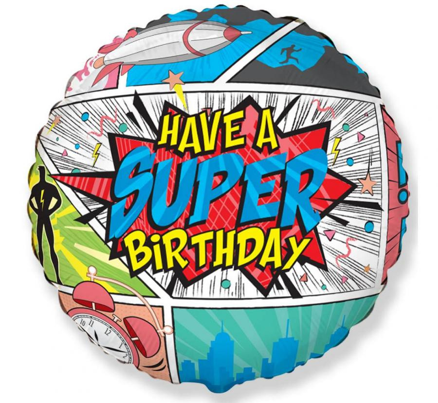 Happy Birthday Super Birthday Comic Foil Μπαλόνι 46 cm (WP)