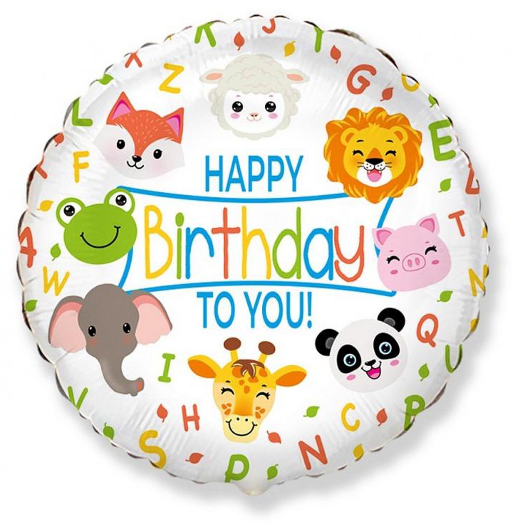 Happy Birthday Animals Animal Happy Birthday Foil Μπαλόνι 46 cm (WP)