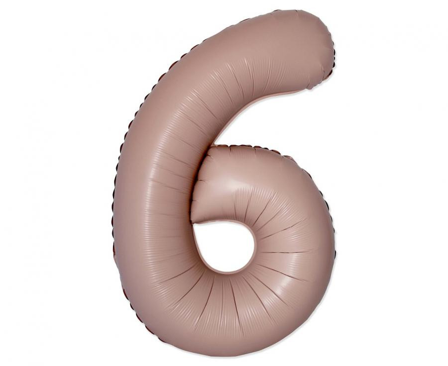Αριθμός Vintage Matte Pink Αριθμός 6 Foil Μπαλόνι 76 cm (WP)