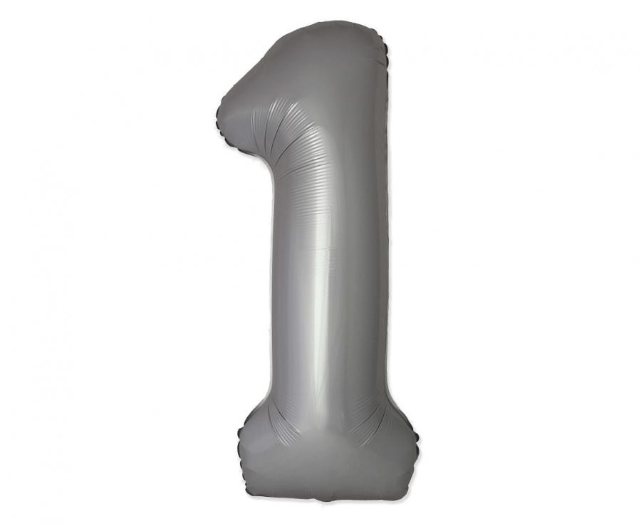 Αριθμός Moonlight Matte Silver Αριθμός 1 Foil Μπαλόνι 76 cm (WP)