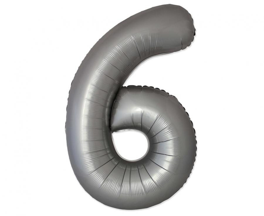 Αριθμός Moonlight Matte Silver Αριθμός 6 Foil Μπαλόνι 76 cm (WP)