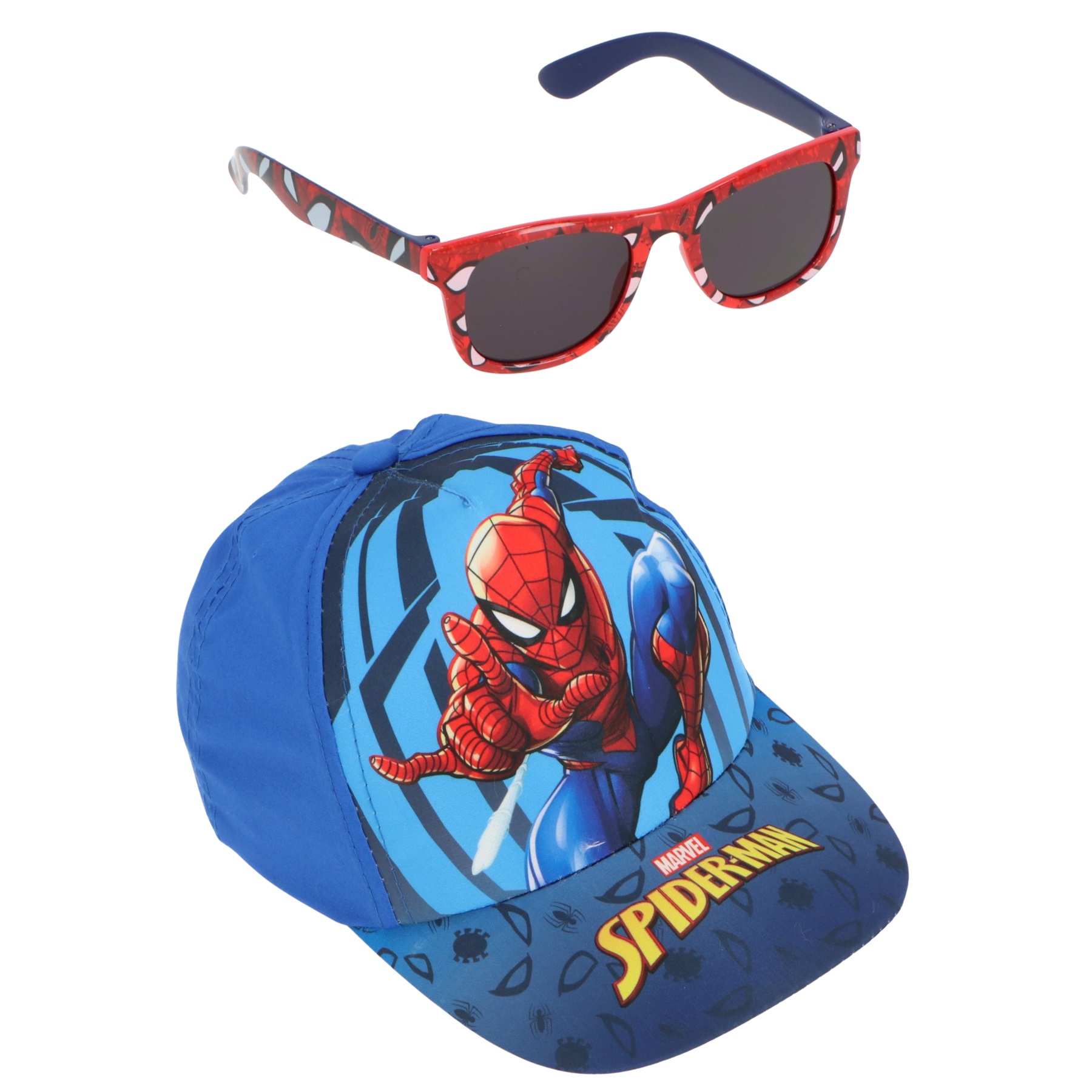 Spiderman Παιδικό Καπέλο με Γυαλιά Ηλίου Μπλε Βαμβακερό 54 cm