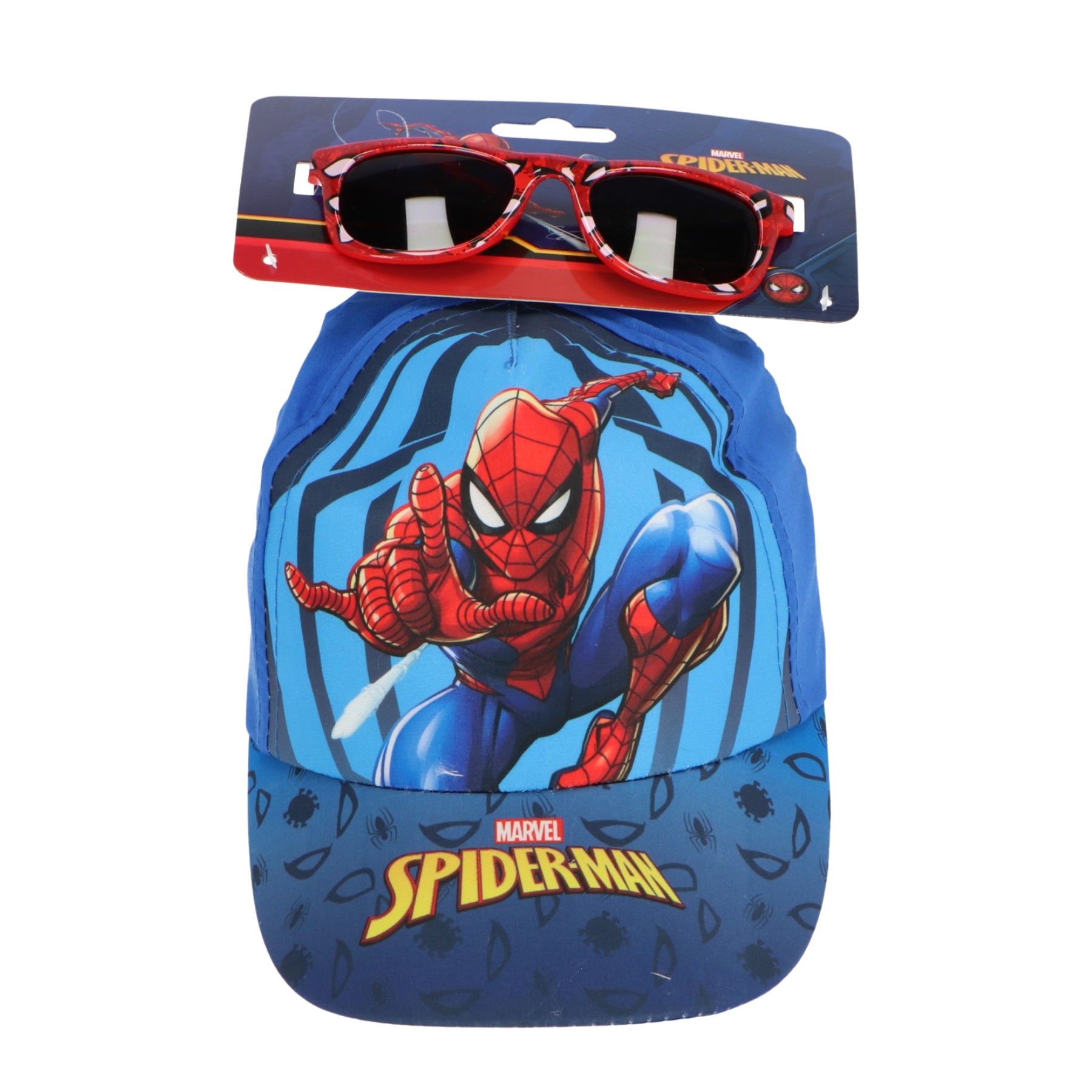 Spiderman Παιδικό Καπέλο με Γυαλιά Ηλίου Μπλε Βαμβακερό 54 cm