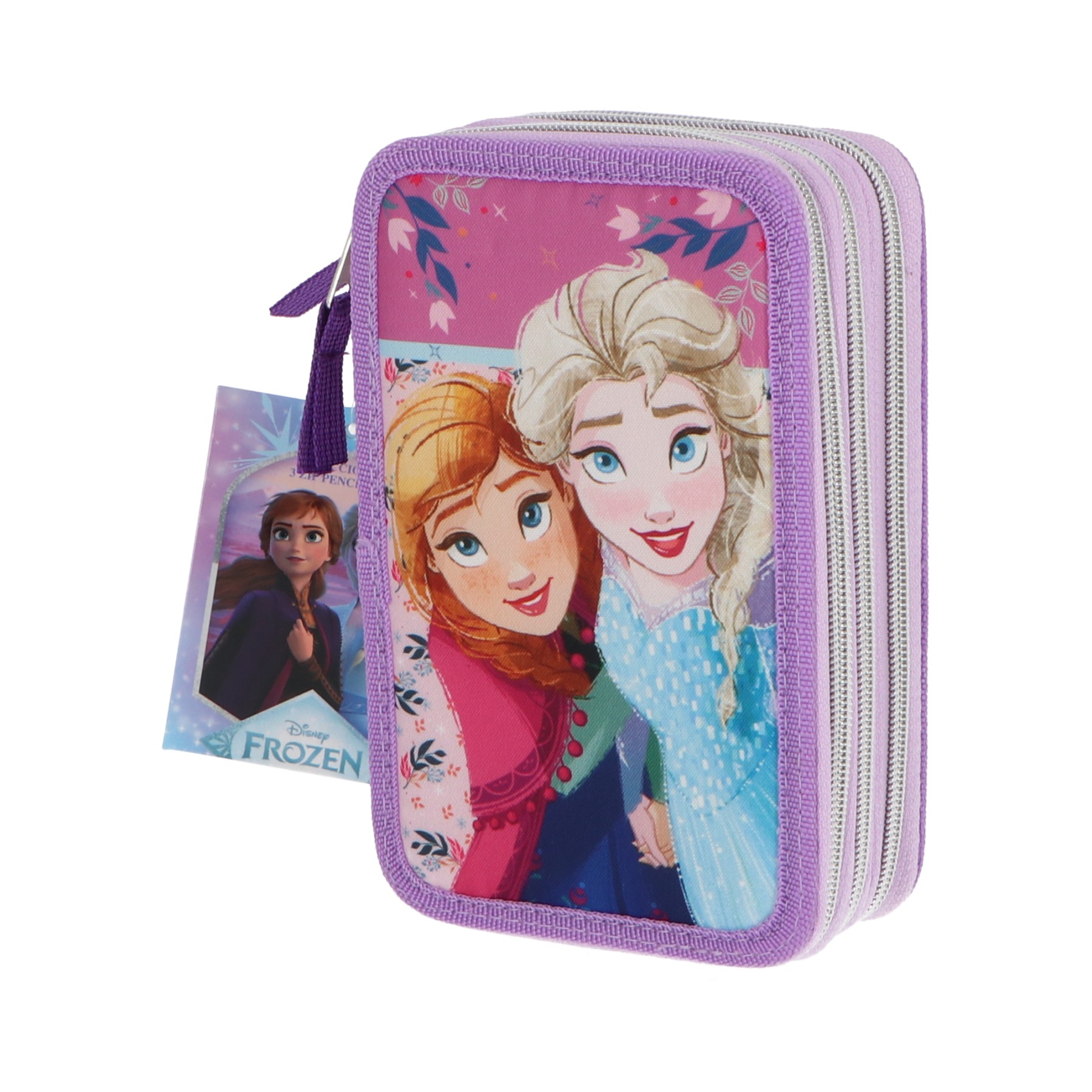 Disney Frozen Γεμάτη Παιδική Κασετίνα 3 Θέσεων 44 Τεμαχίων Μωβ 19