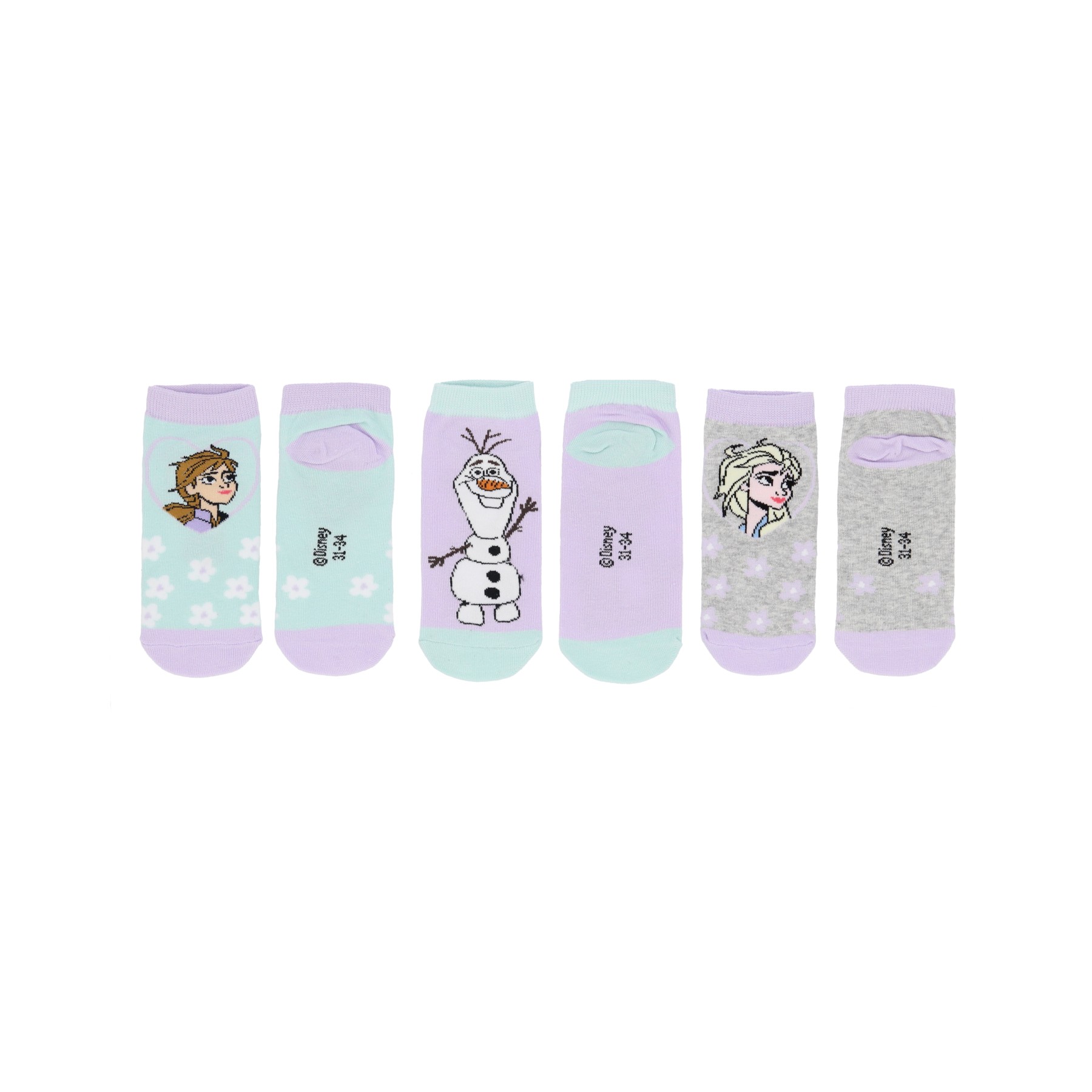 Disney Frozen Παιδικές Κάλτσες Sneakers 3 Τεμαχίων