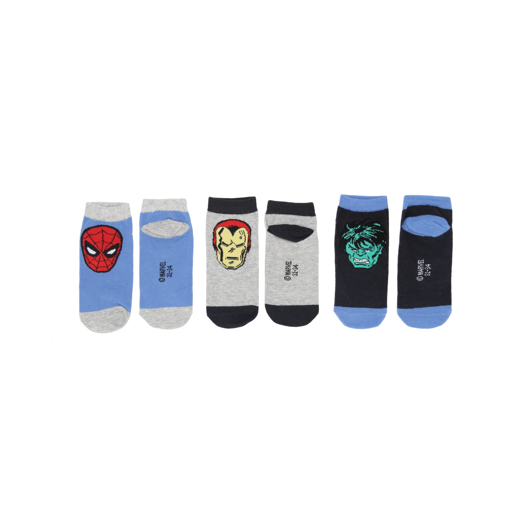Marvel Παιδικές Κάλτσες Sneakers 3 Τεμαχίων