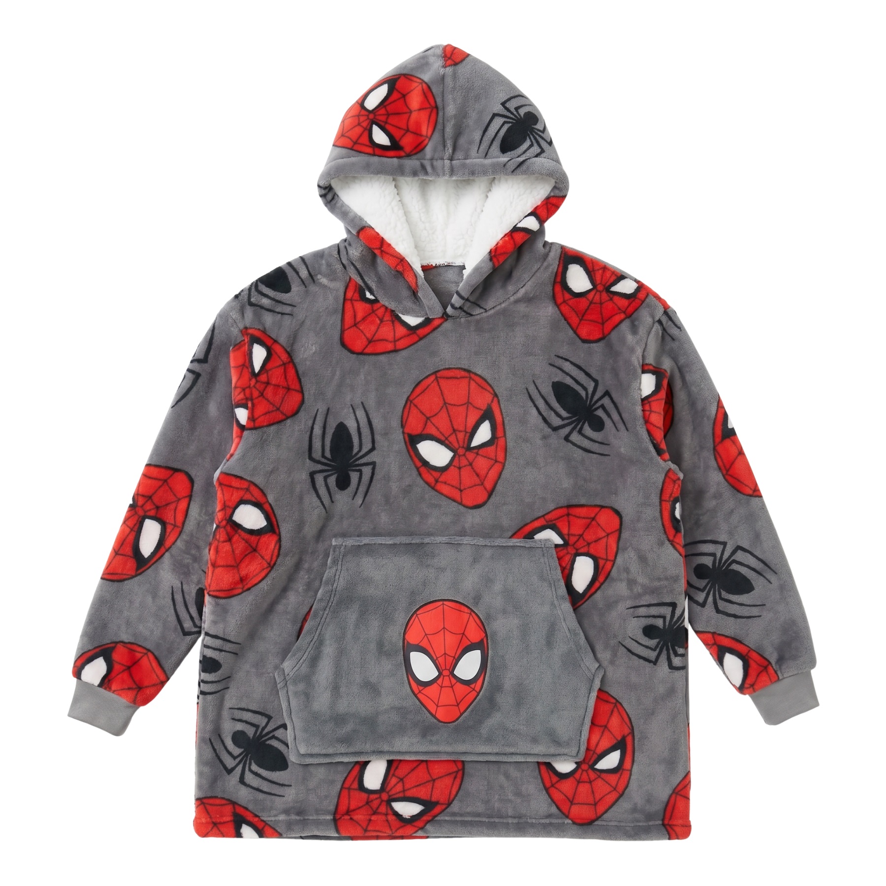 Spiderman Hoodie Κουβέρτα με Κουκούλα από Coral Fleece Γκρι 6 έως 12 ετών