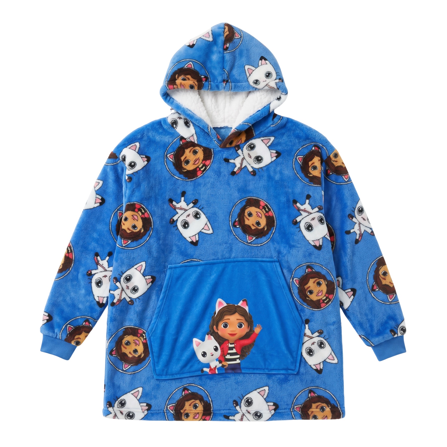 Gabby's Dollhouse Hoodie Κουβέρτα με Κουκούλα από Coral Fleece Μπλε 6 έως 12 ετών