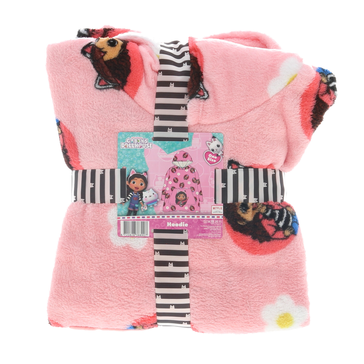Gabby's Dollhouse Hoodie Κουβέρτα με Κουκούλα από Coral Fleece Ροζ 6 έως 12 ετών