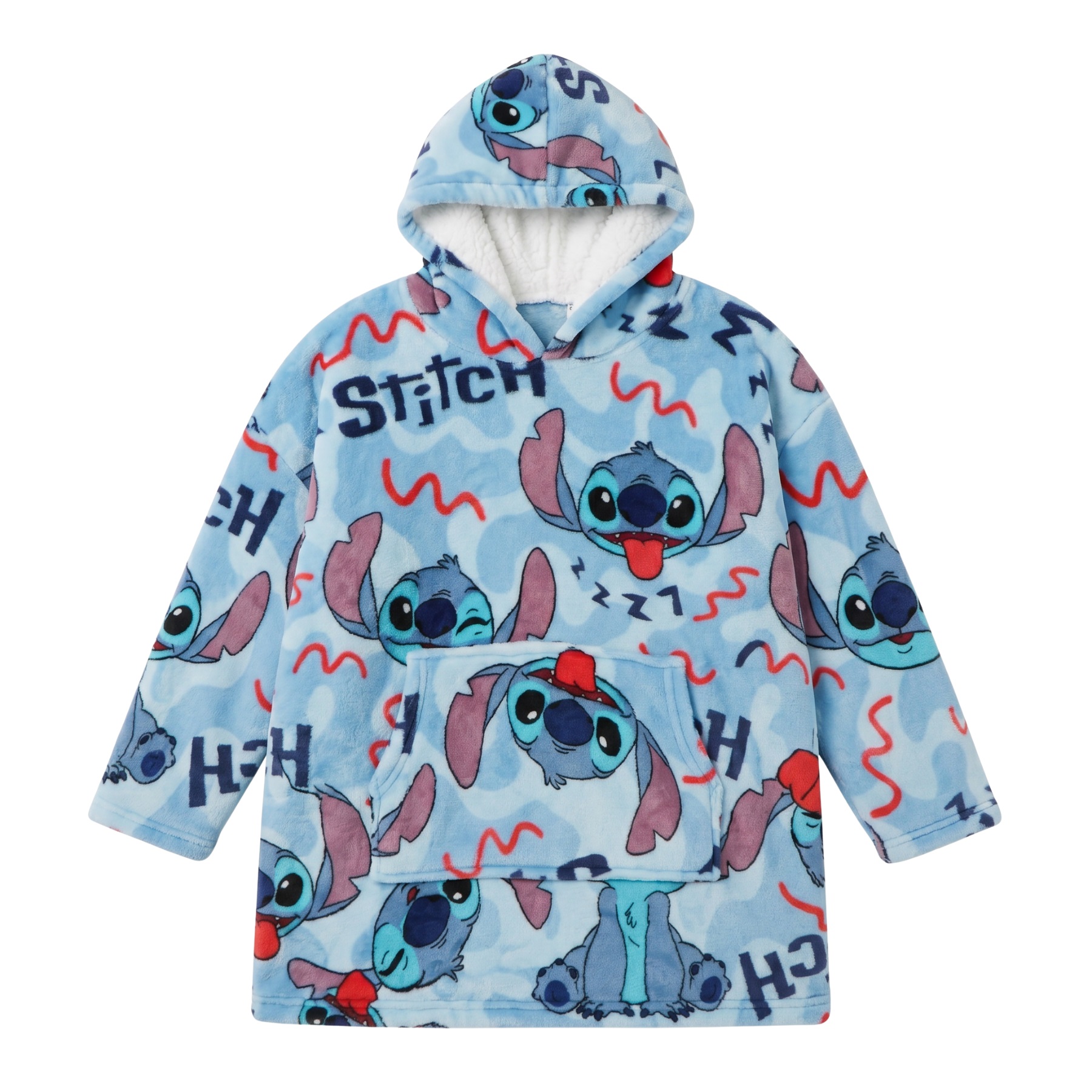 Disney Lilo and Stitch Hoodie Κουβέρτα με Κουκούλα από Coral Fleece Μπλε 7 έως 14 ετών