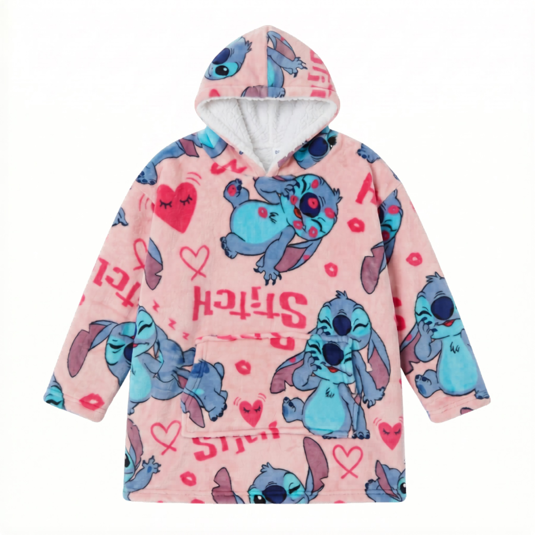 Disney Lilo and Stitch Hoodie Κουβέρτα με Κουκούλα από Coral Fleece Ροζ 7 έως 14 ετών