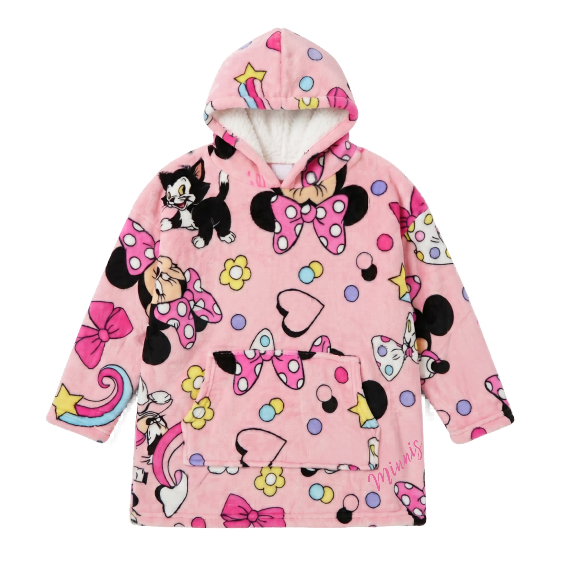 Disney Minnie Mouse Hoodie Κουβέρτα με Κουκούλα από Coral Fleece Ροζ 7 έως 14 ετών