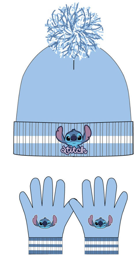 Disney Lilo and Stitch Σετ μπλε παιδικό καπέλο + γάντια
